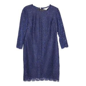 Boden Jennifer Womens 6 Navy Blue Lace Cocktail Dress Formal Social Party